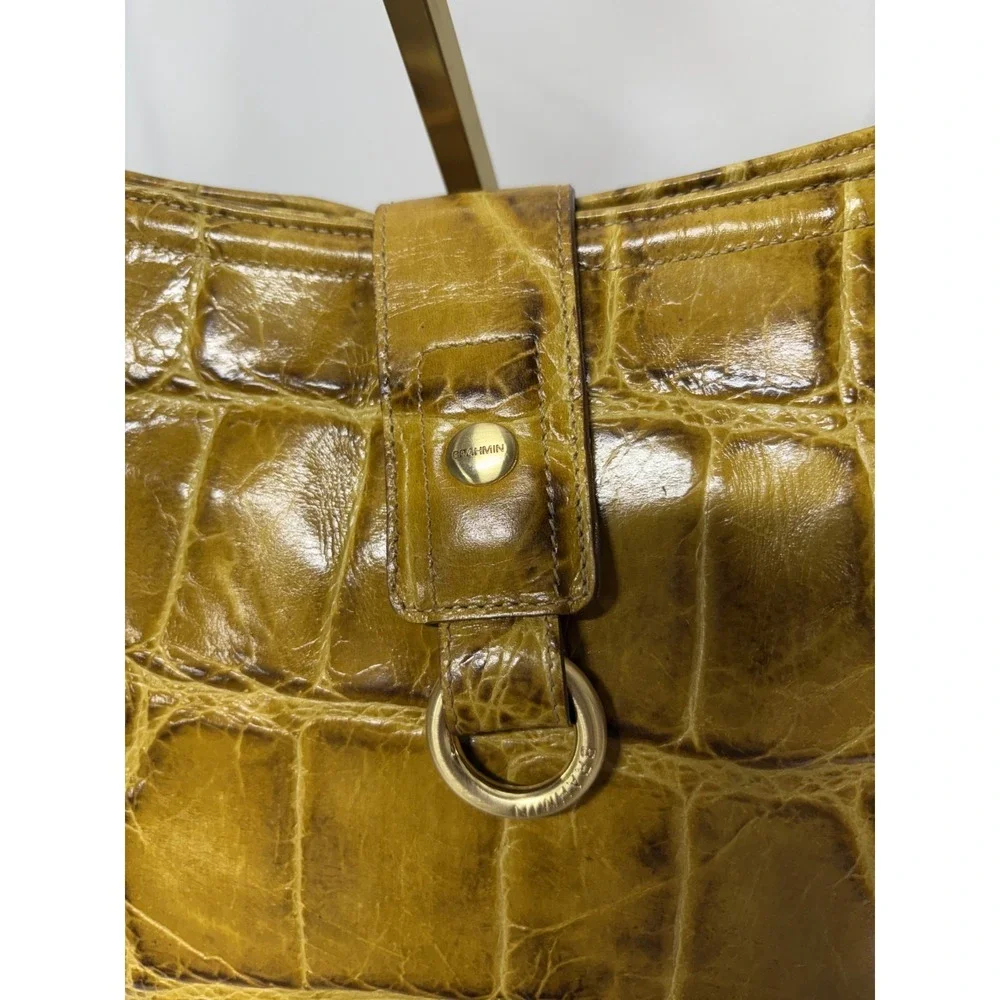 Brahmin Melbourne Croc Embossed Leather Hobo Shoulder Bag Adjustable Straps‎